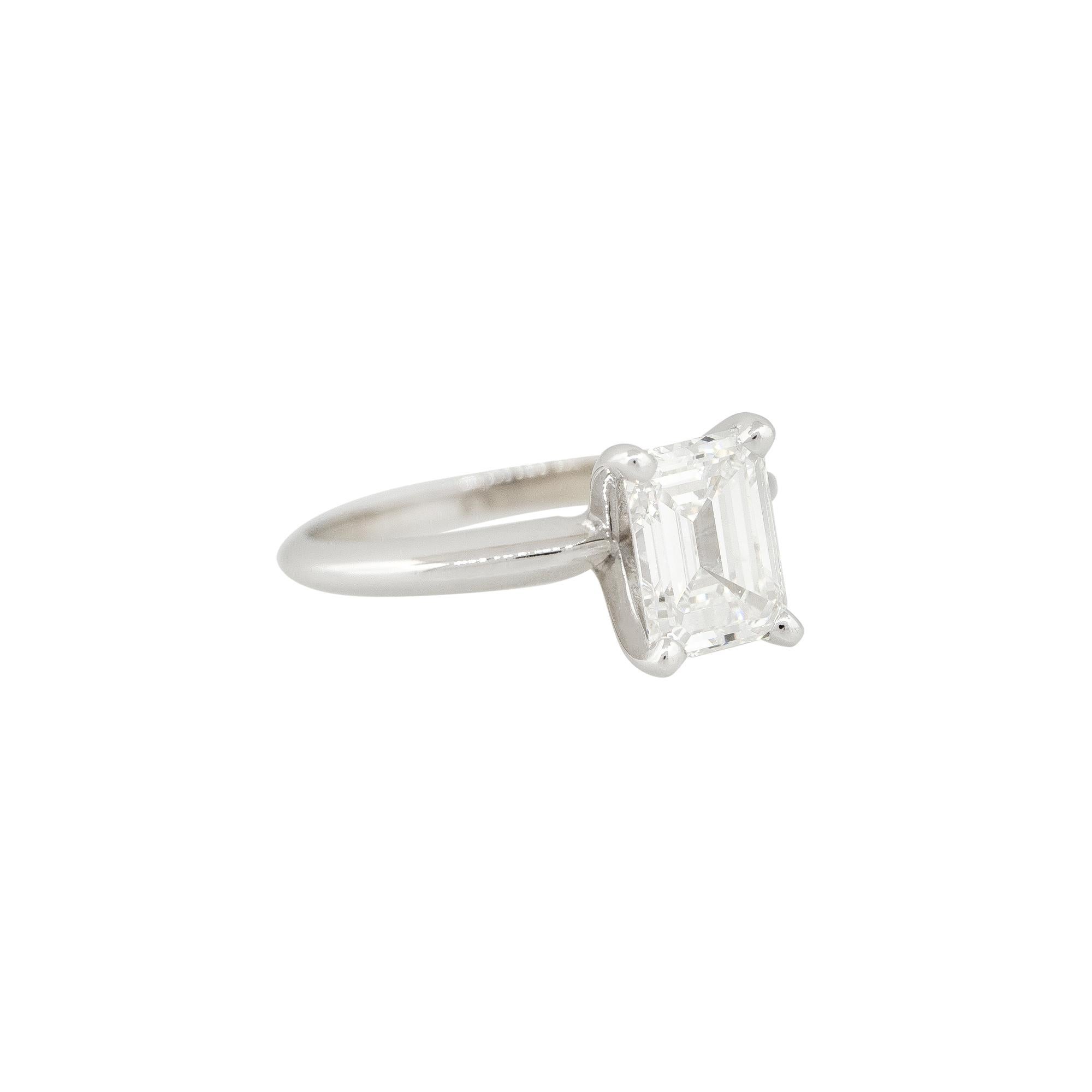 Modern GIA Certified 2.40 Carat Emerald Cut Diamond Solitaire Engagement Ring 18 Karat  For Sale