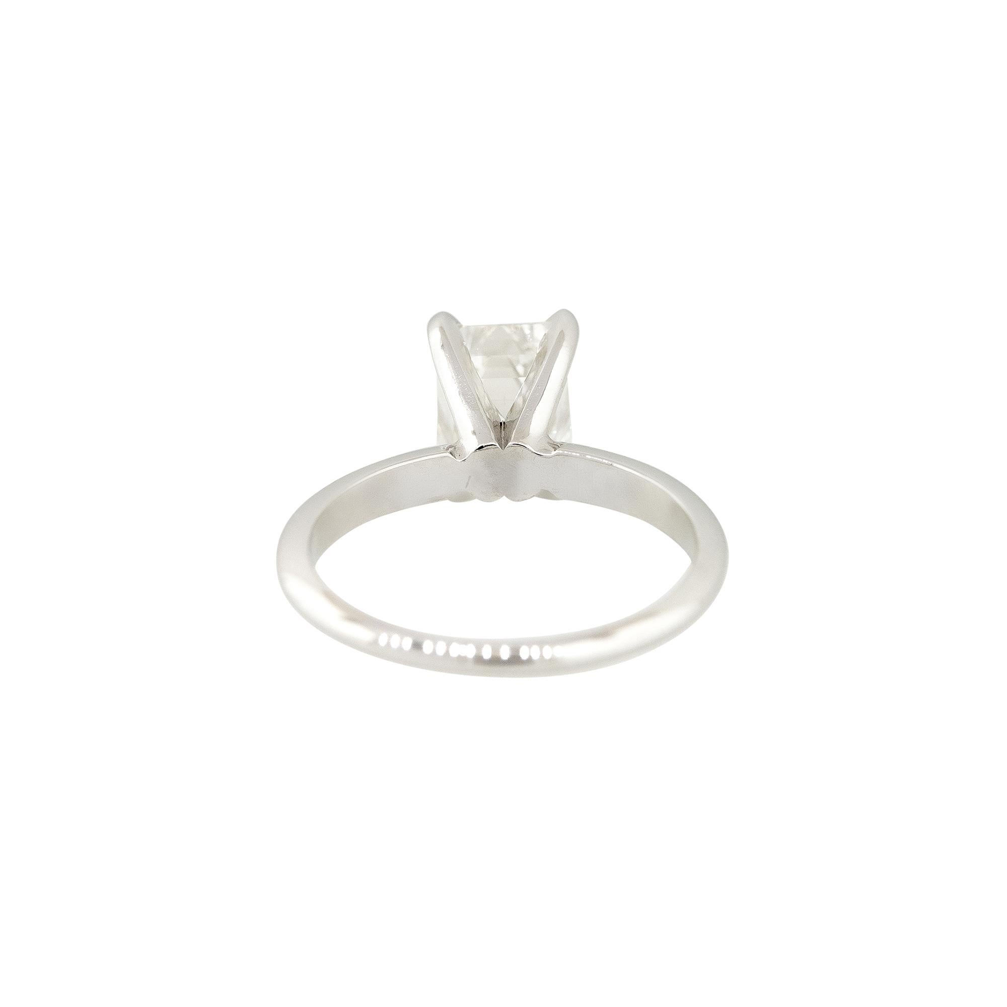 Women's GIA Certified 2.40 Carat Emerald Cut Diamond Solitaire Engagement Ring 18 Karat  For Sale