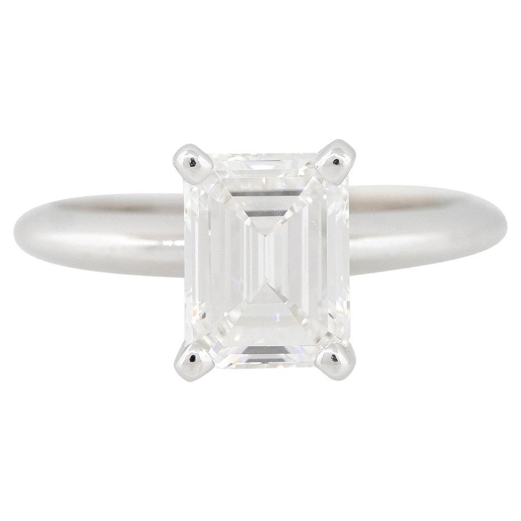 GIA Certified 2.40 Carat Emerald Cut Diamond Solitaire Engagement Ring 18 Karat  For Sale
