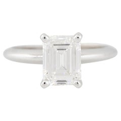 GIA Certified 2.40 Carat Emerald Cut Diamond Solitaire Engagement Ring 18 Karat 