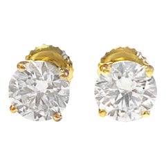 GIA Certified 2.40 Carat GH Color Round Brilliant Cut Diamond Studs