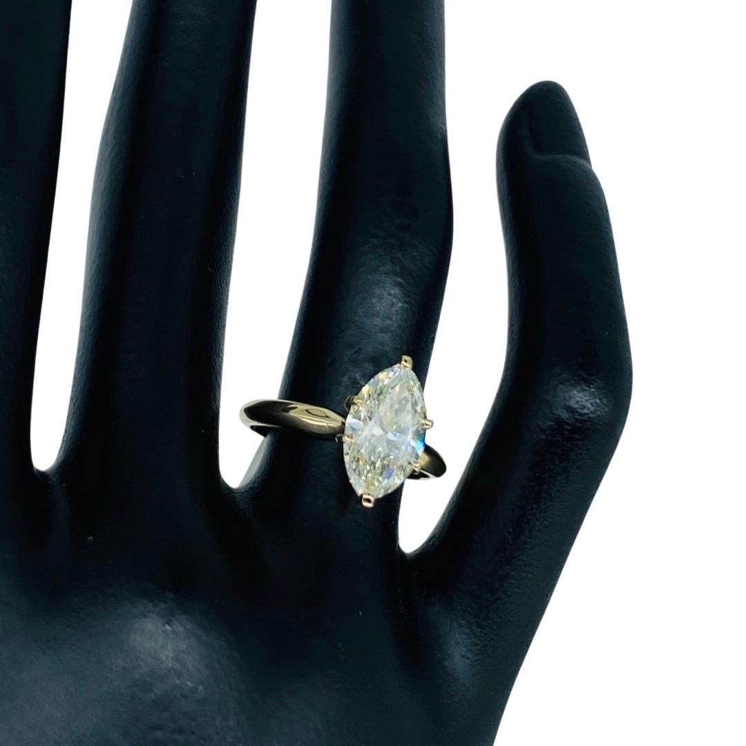 Bague solitaire en diamant taille marquise certifiée GIA 2,40 carats L/SI2 14k Neuf - En vente à Miami, FL