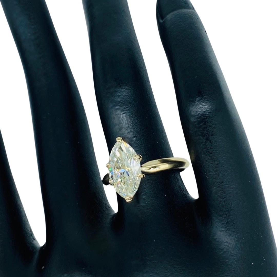 Bague solitaire en diamant taille marquise certifiée GIA 2,40 carats L/SI2 14k Pour femmes en vente