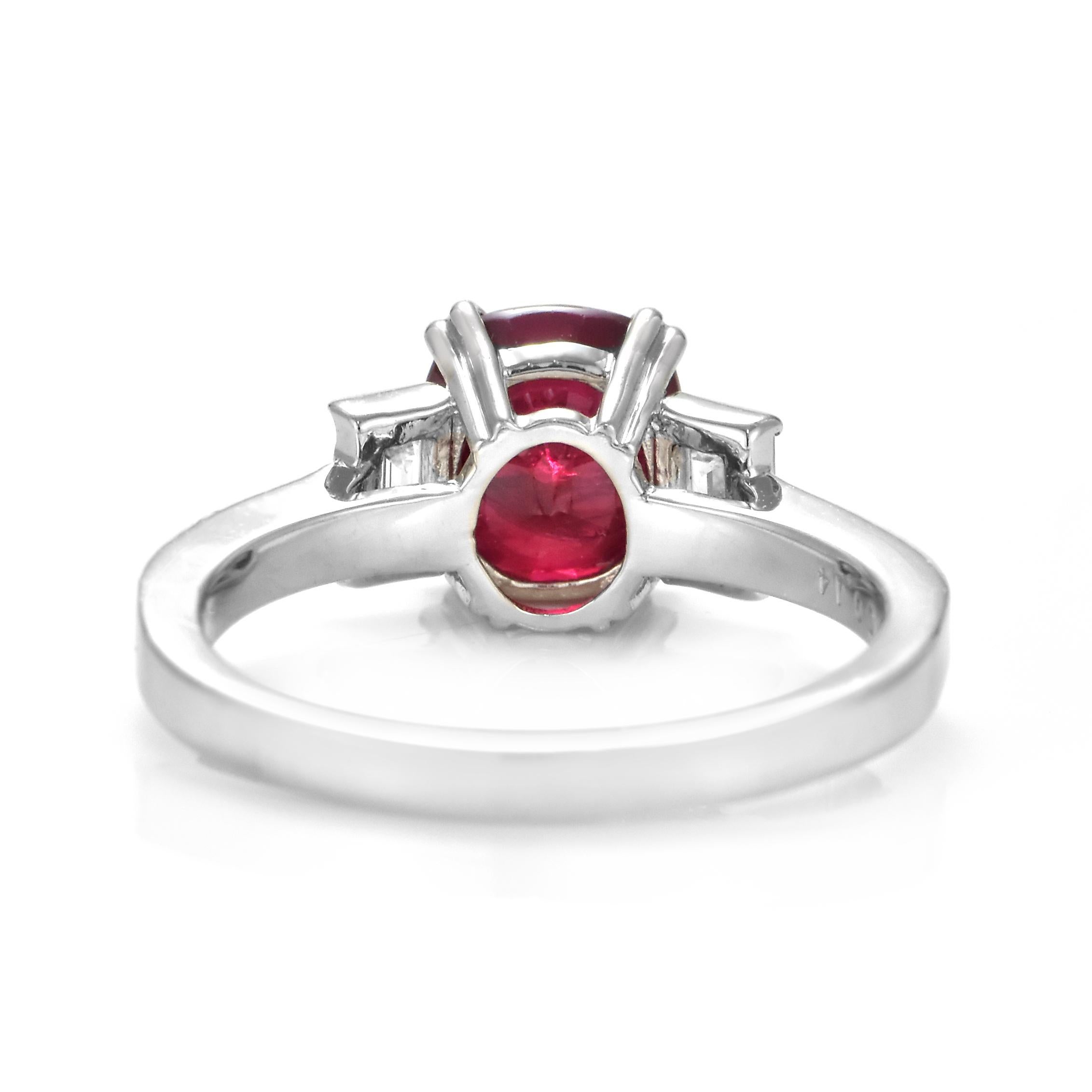 Anillo de rubí natural y diamantes de 2,40 quilates certificado por el GIA y fabricado en platino en venta 3
