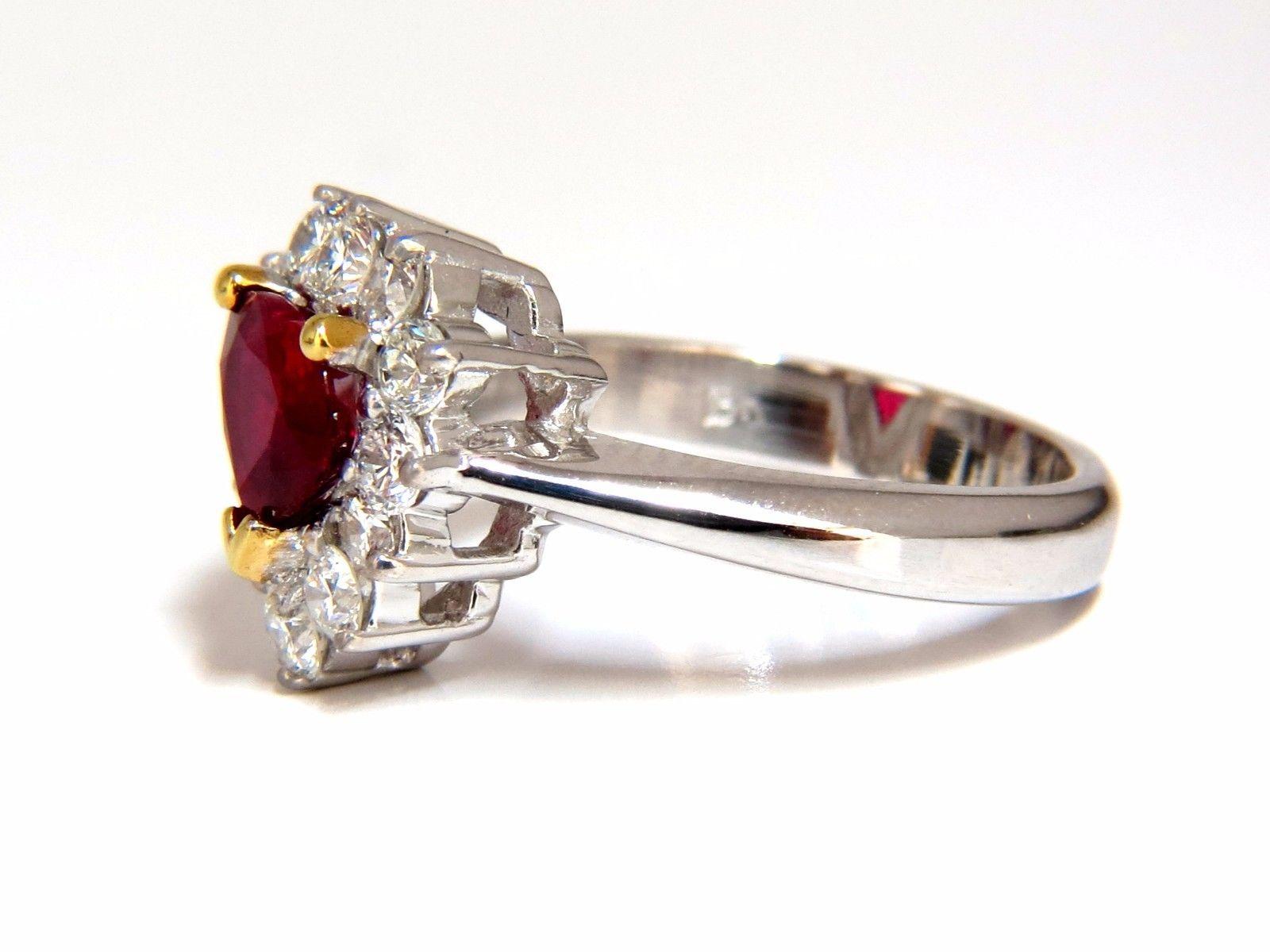 GIA Certified 2.40 Carat Natural Ruby Diamonds Ring 18 Karat Heart Cut 1