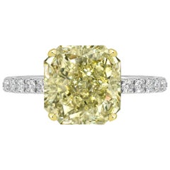 GIA Certified 2.40 Carat Radiant Cut Yellow Diamond Ring