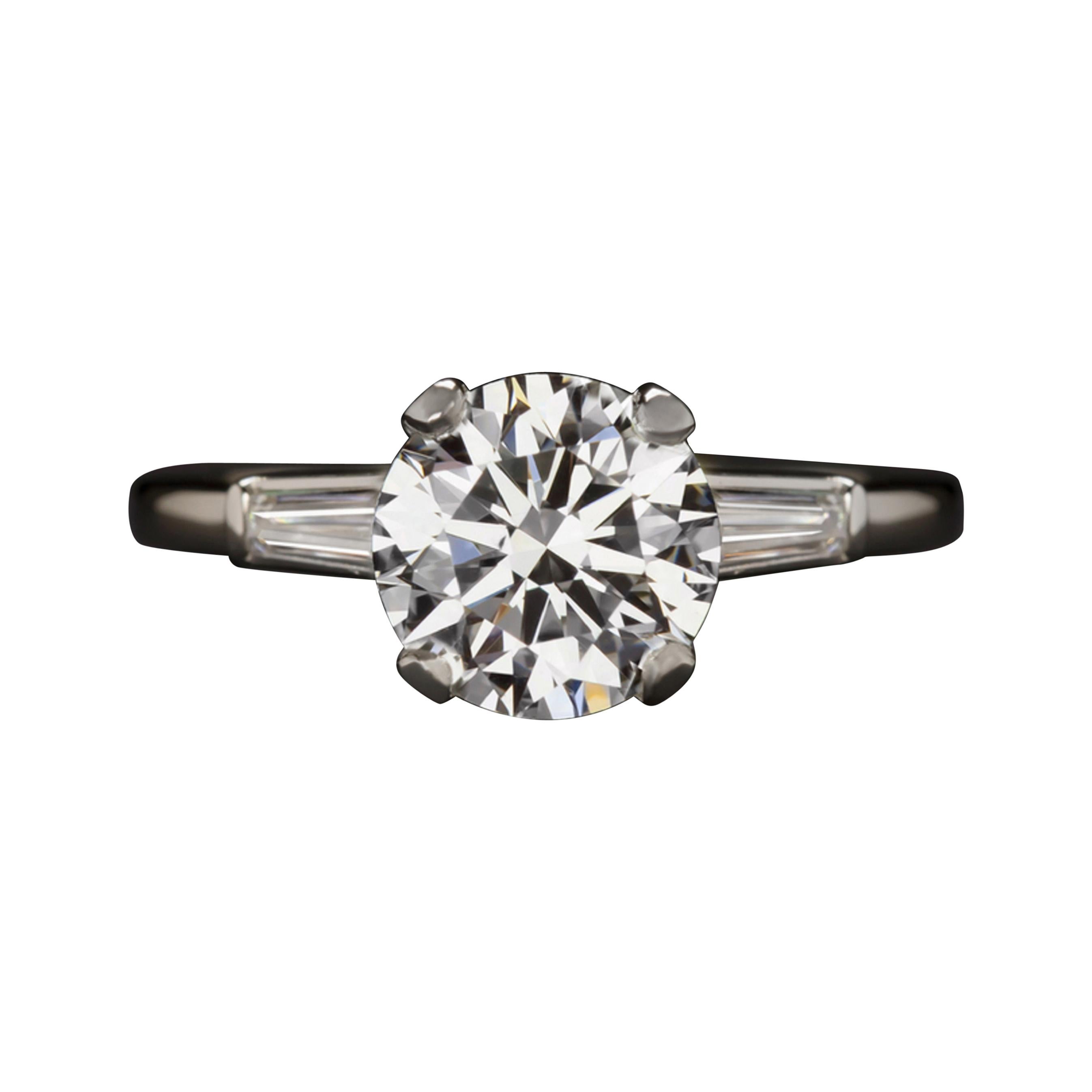 GIA Certified 1.80 Carat Round Brilliant Cut Diamond Platinum Ring
