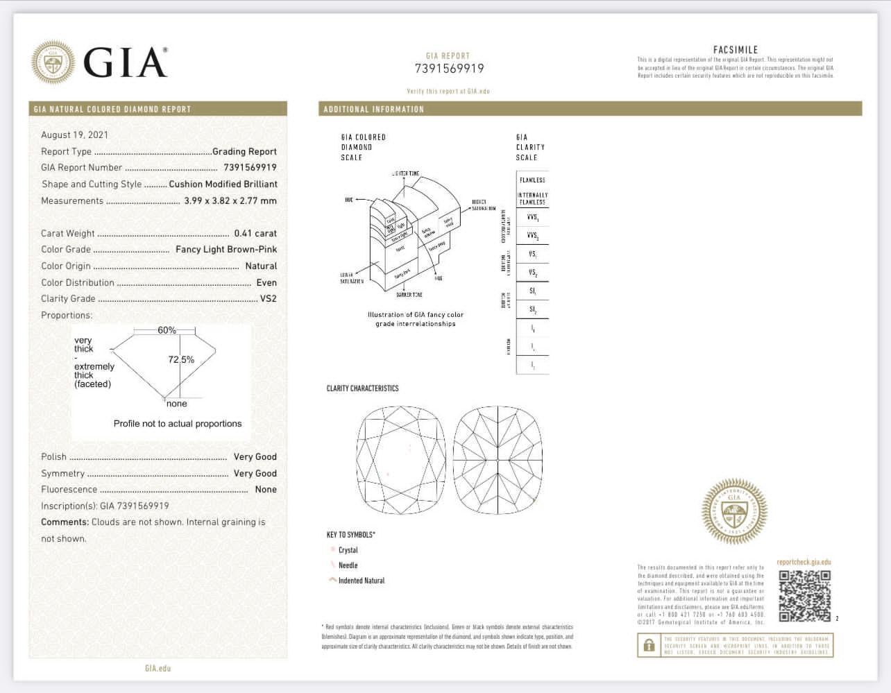Bracelet en diamant rose certifié GIA de 2,41 carats  Pour femmes en vente