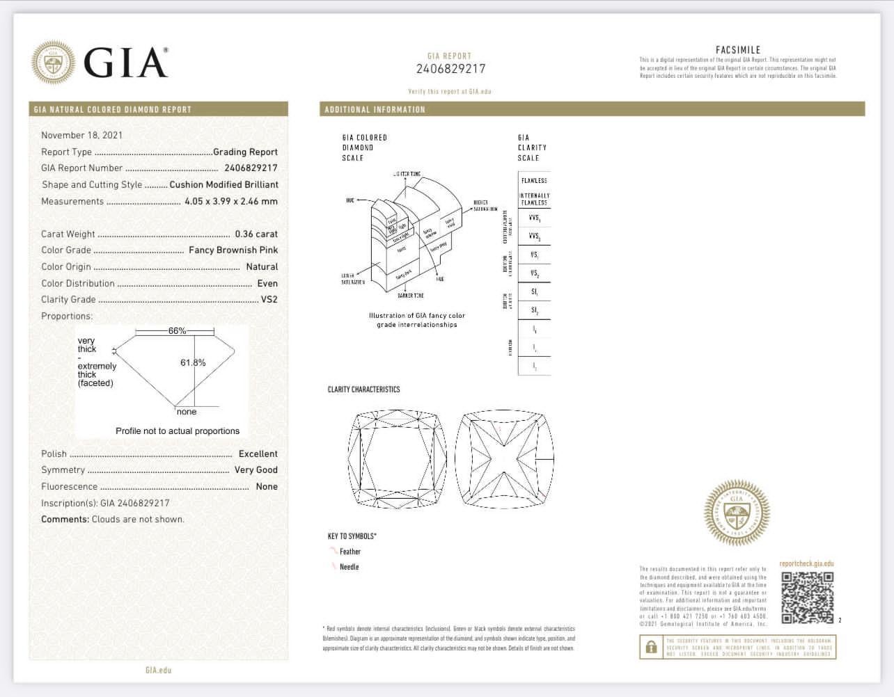 Bracelet en diamant rose certifié GIA de 2,41 carats  en vente 2