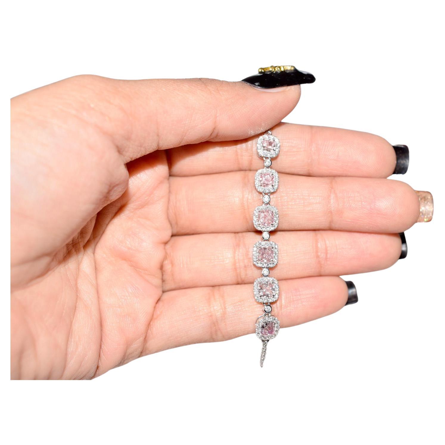 Bracelet en diamant rose certifié GIA de 2,41 carats  en vente