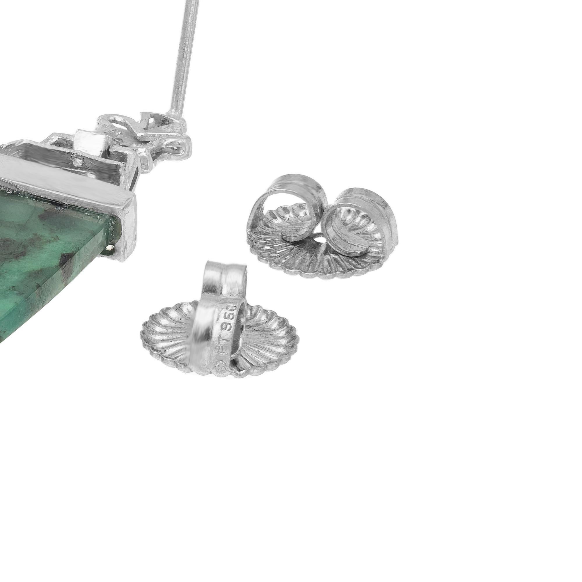 Platin-Ohrringe mit GIA-zertifiziertem 24,1 Karat Smaragd im Tablettschliff und Diamant im Tablettschliff im Angebot 1