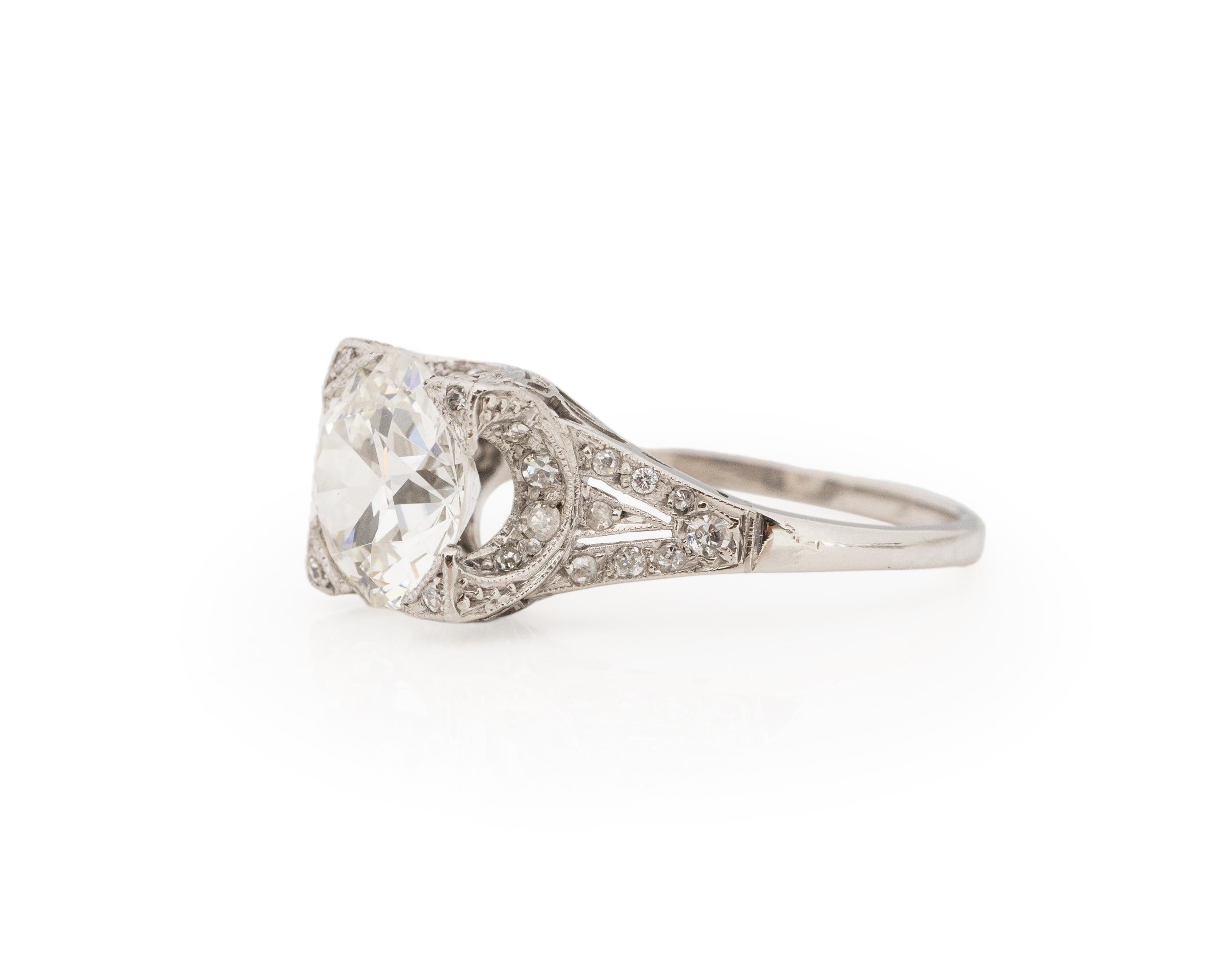 GIA-zertifizierter Platin-Verlobungsring mit 2.41 Karat Diamant im Art déco-Stil (Alteuropäischer Schliff) im Angebot