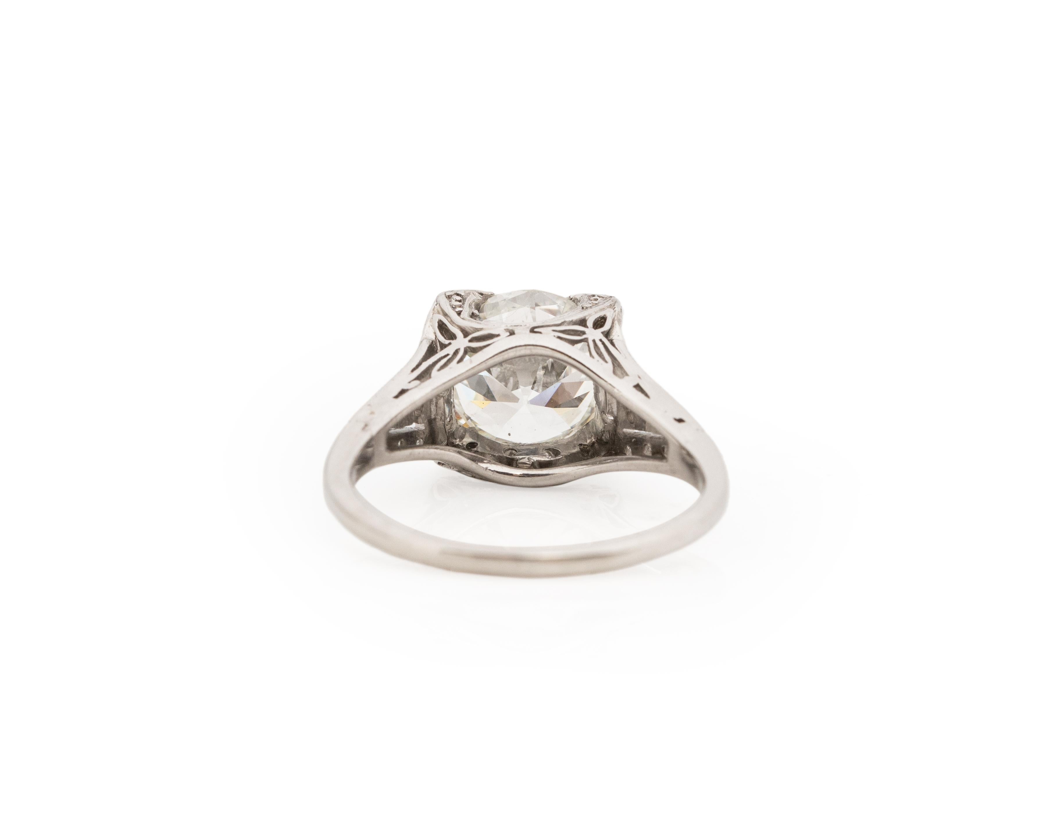 GIA-zertifizierter Platin-Verlobungsring mit 2.41 Karat Diamant im Art déco-Stil im Zustand „Gut“ im Angebot in Atlanta, GA