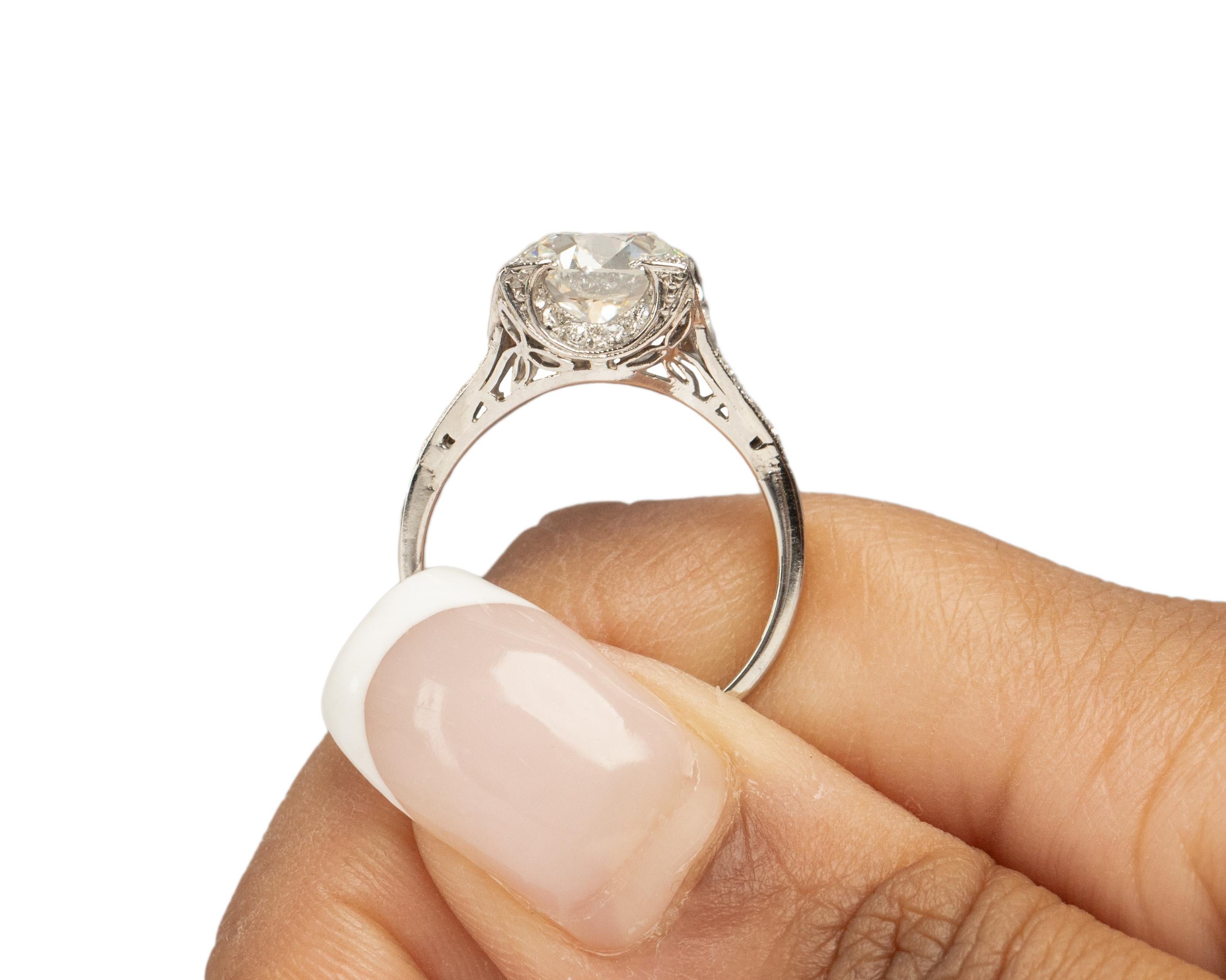 GIA-zertifizierter Platin-Verlobungsring mit 2.41 Karat Diamant im Art déco-Stil Damen im Angebot