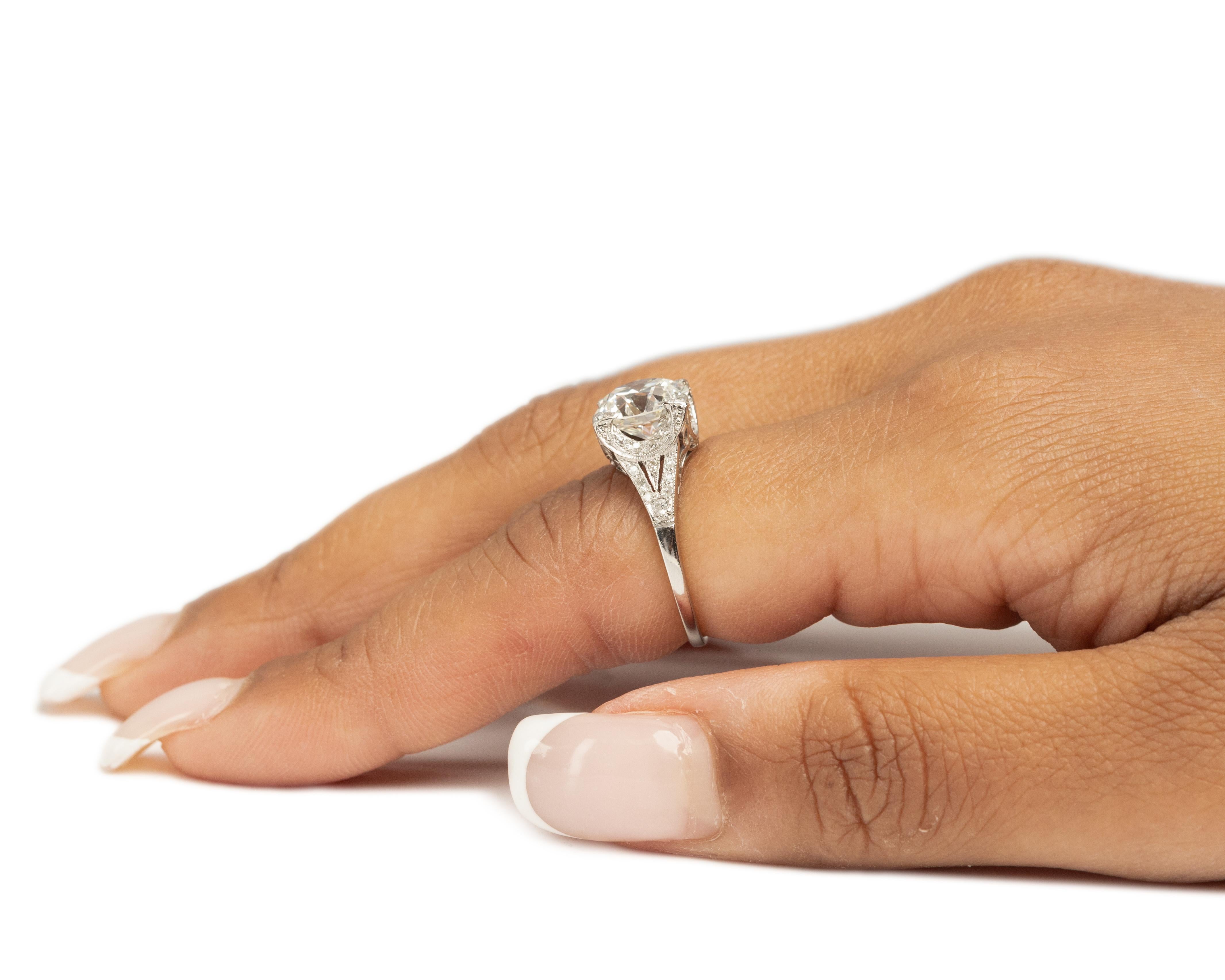 GIA-zertifizierter Platin-Verlobungsring mit 2.41 Karat Diamant im Art déco-Stil im Angebot 1