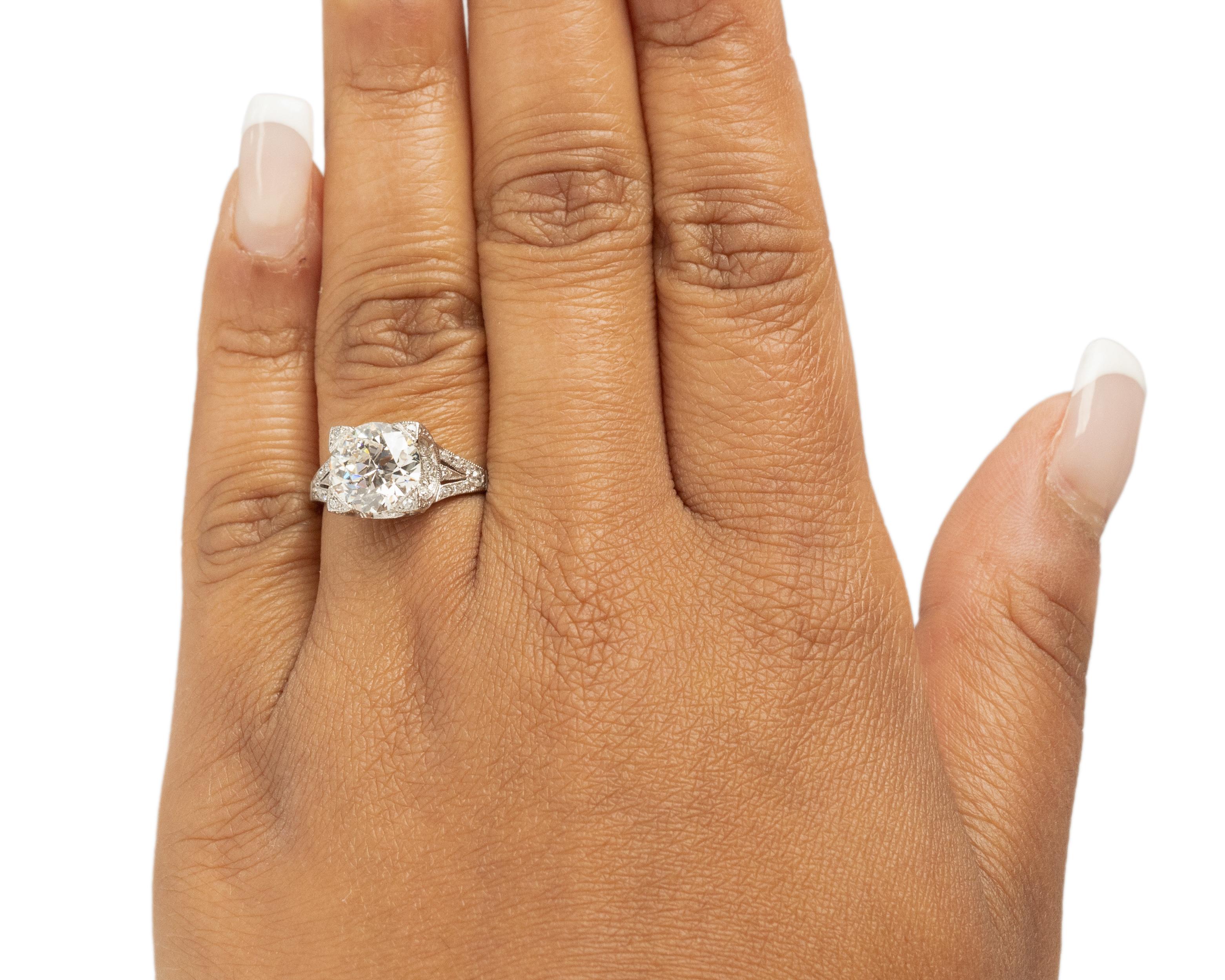 GIA-zertifizierter Platin-Verlobungsring mit 2.41 Karat Diamant im Art déco-Stil im Angebot 2