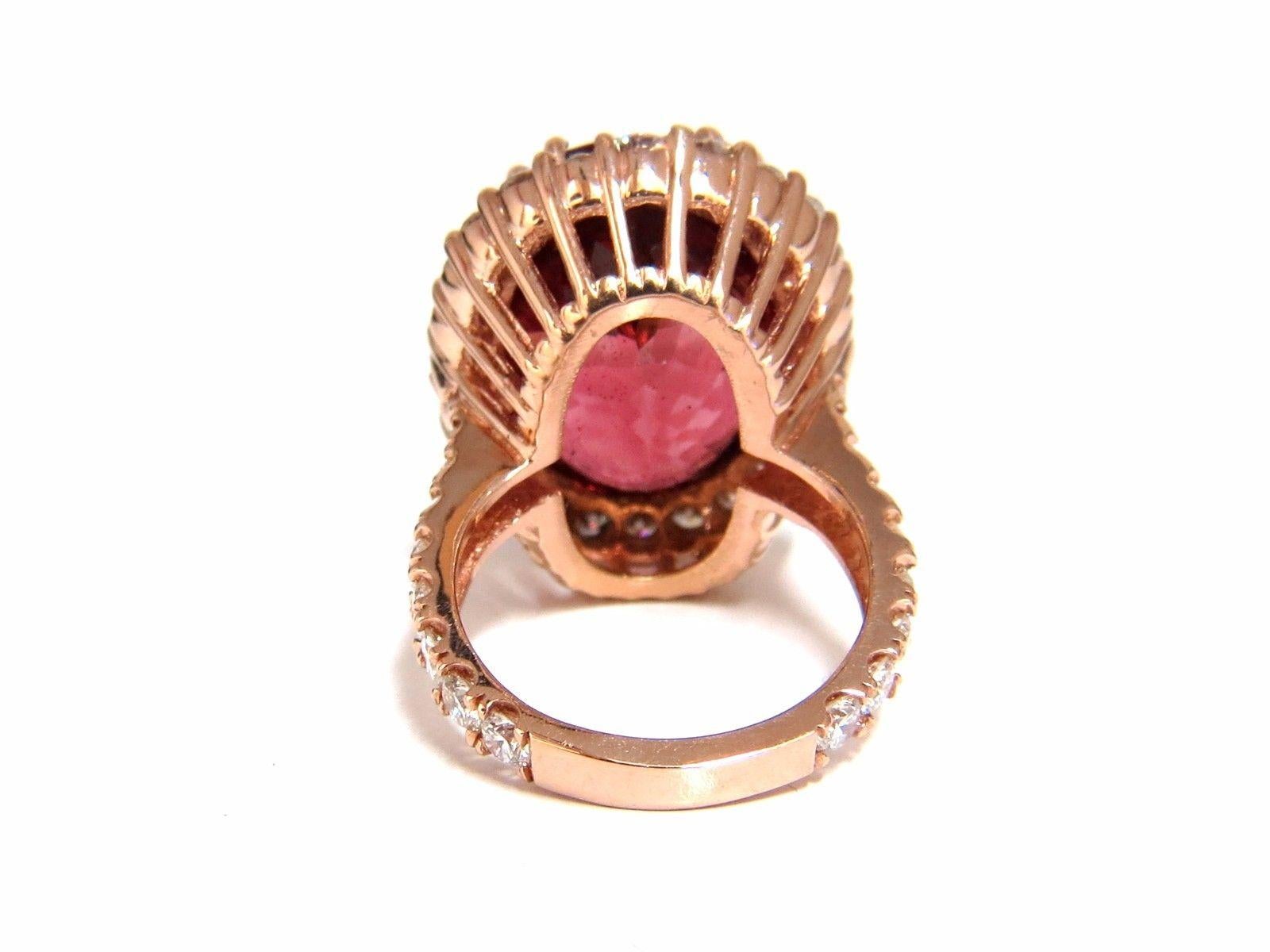 GIA Certified 24.13ct natural red tourmaline 3.00ct diamonds ring 18kt Rubellite In New Condition For Sale In New York, NY