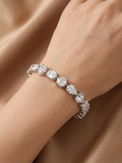 GIA Certified 24.15 Carat Mixed-Cut Diamond Platinum Tennis Bracelet