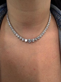 GIA-Certified 24.16 Carat Diamond Platinum Graduated Necklace D SI1-SI2