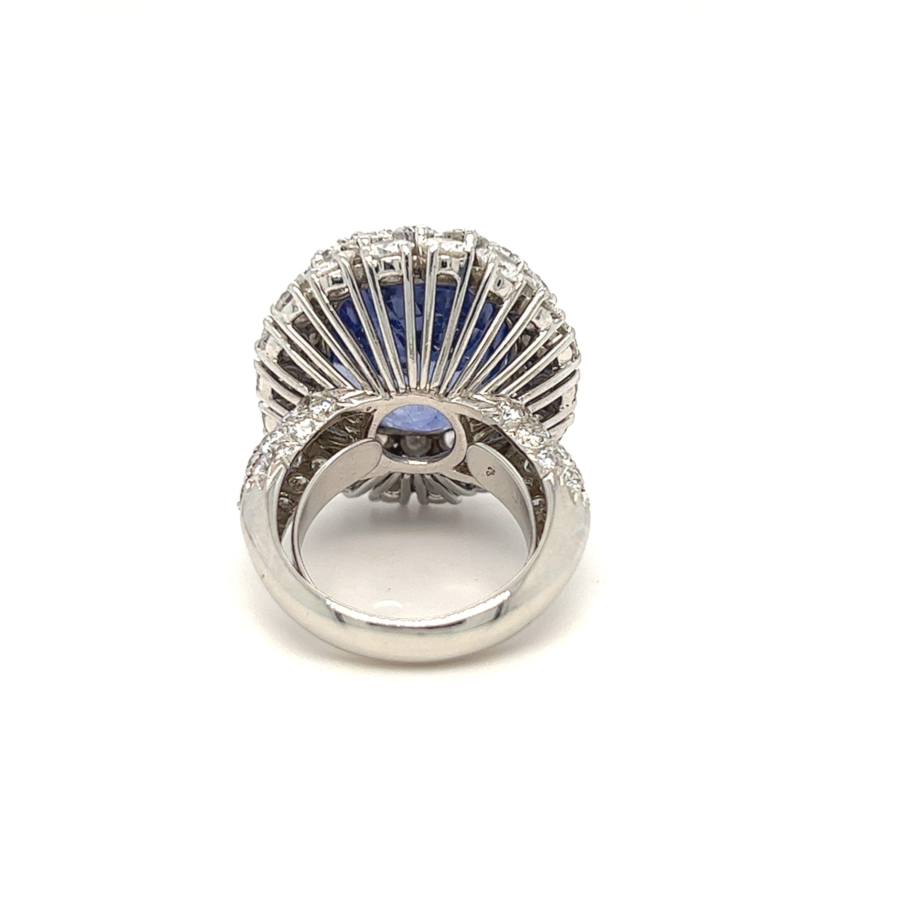 Bague saphir et diamant certifié GIA de 24,18 carats à changement de couleur non chauffé en vente 3