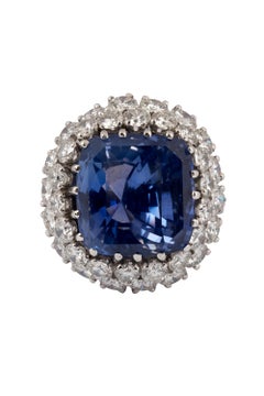 GIA Certified 24.18 Carat Unheated Color Change Sapphire and Diamond Ring