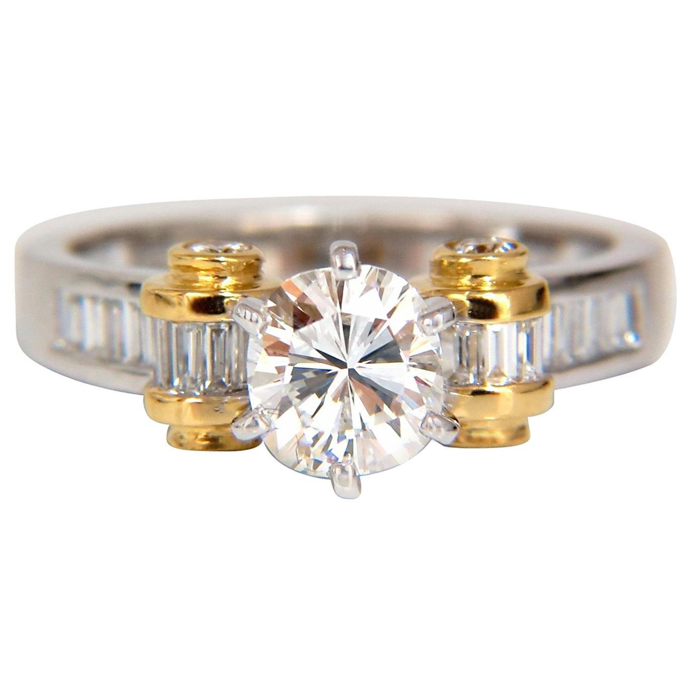 GIA Certified 2.41ct natural cushion cut baguettes diamond ring platinum E/Vs2*