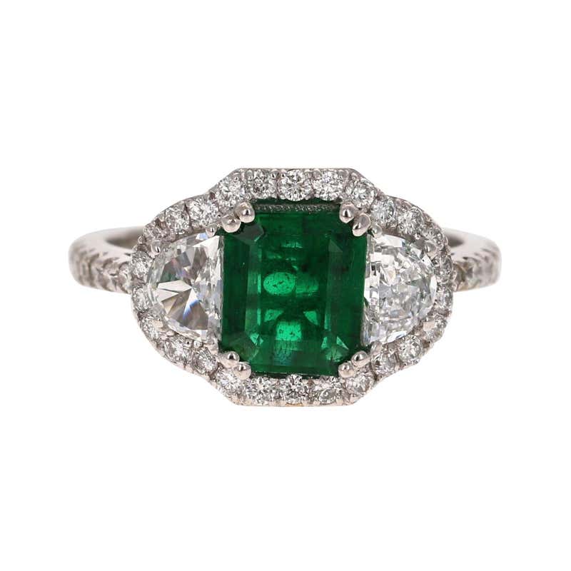Emilio Jewelry Certified 2.42 Carat Genuine Emerald Diamond Platinum ...