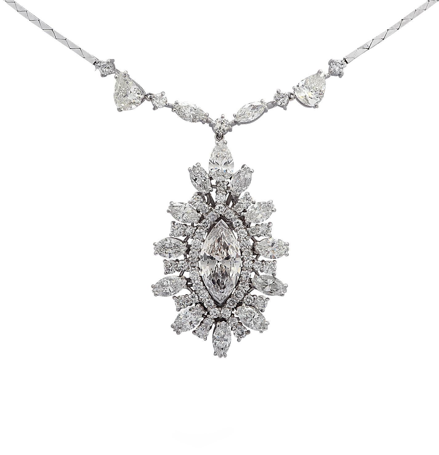 Marquise Cut GIA Certified 2.42 Carat Marquise Diamond Necklace