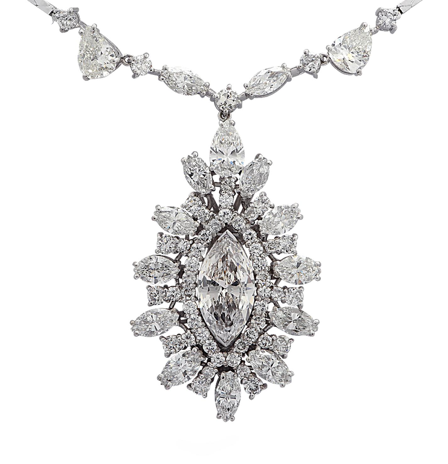 GIA Certified 2.42 Carat Marquise Diamond Necklace 1