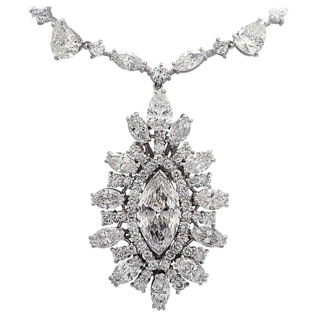 GIA Certified 2.42 Carat Marquise Diamond Necklace