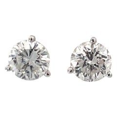 GIA Certified 2.42 Diamond Stud Earrings G I1-I2 18 Karat White Gold