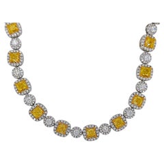 GIA Certified 24.23 Carat Fancy Diamond White Gold Necklace
