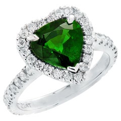 GIA Certified 2.43 Carat Tsavorite & Diamond Halo Ring