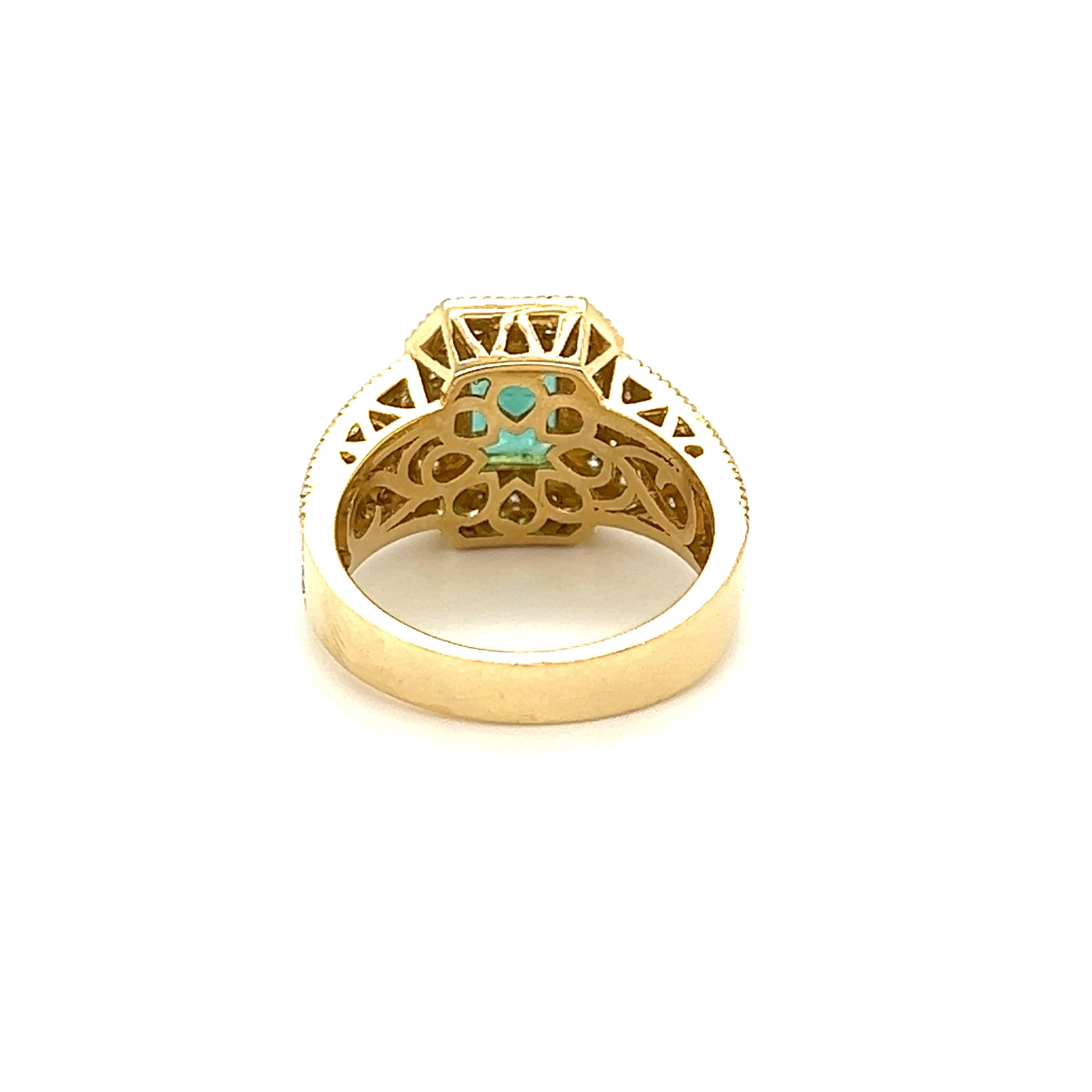 GIA-zertifizierter 14 Karat Gelbgold Ring mit 2,74 Karat Smaragd und Diamant (Smaragdschliff) im Angebot