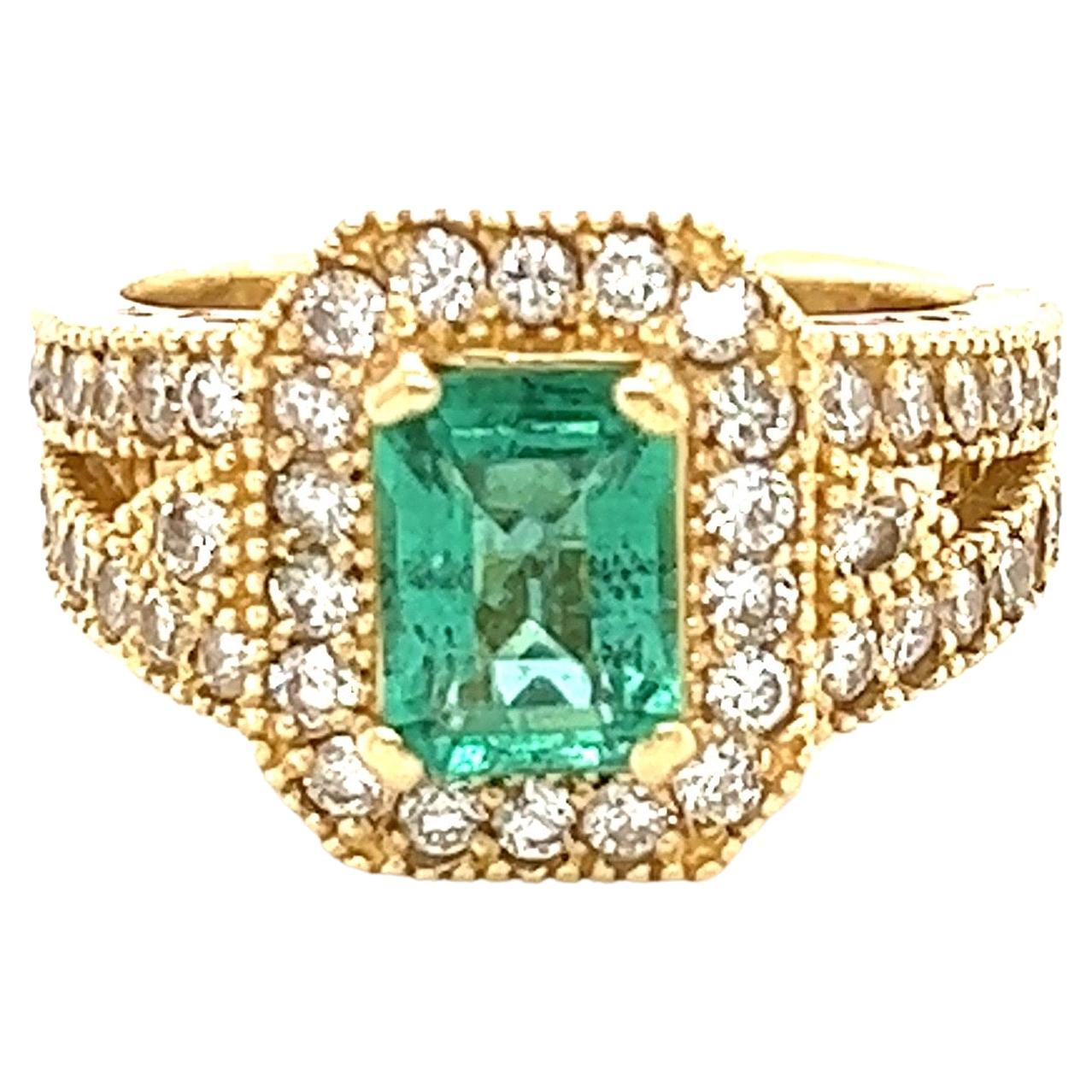 GIA Certified 2.44 Carat Emerald Diamond 14 Karat Yellow Gold Ring