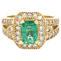 GIA Certified 2.44 Carat Emerald Diamond 14 Karat Yellow Gold Ring