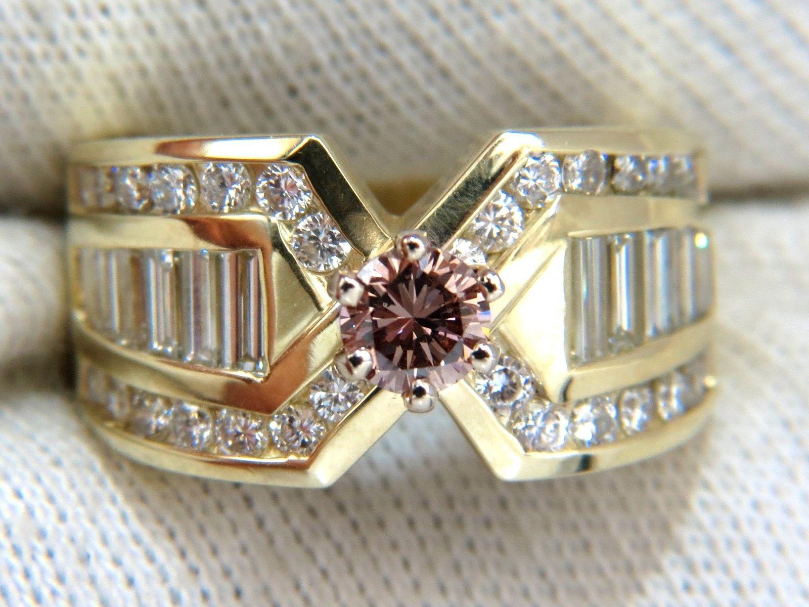 GIA Certified 2.44 Carat Natural Pink Brown Diamond Ring 14 Karat 1
