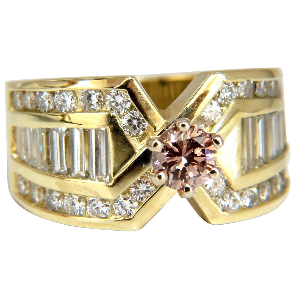 GIA Certified 2.44 Carat Natural Pink Brown Diamond Ring 14 Karat