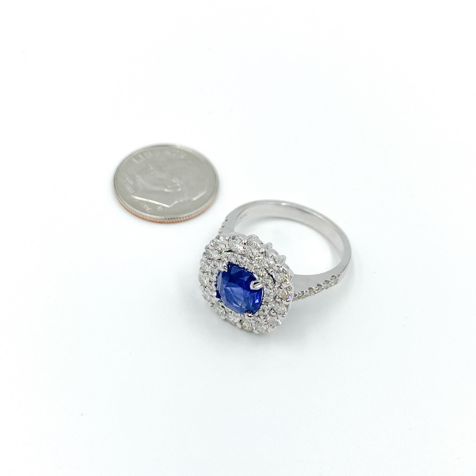 GIA Certified 2.440 Carat Sri Lankan Cornflower Blue Sapphire Ring 1