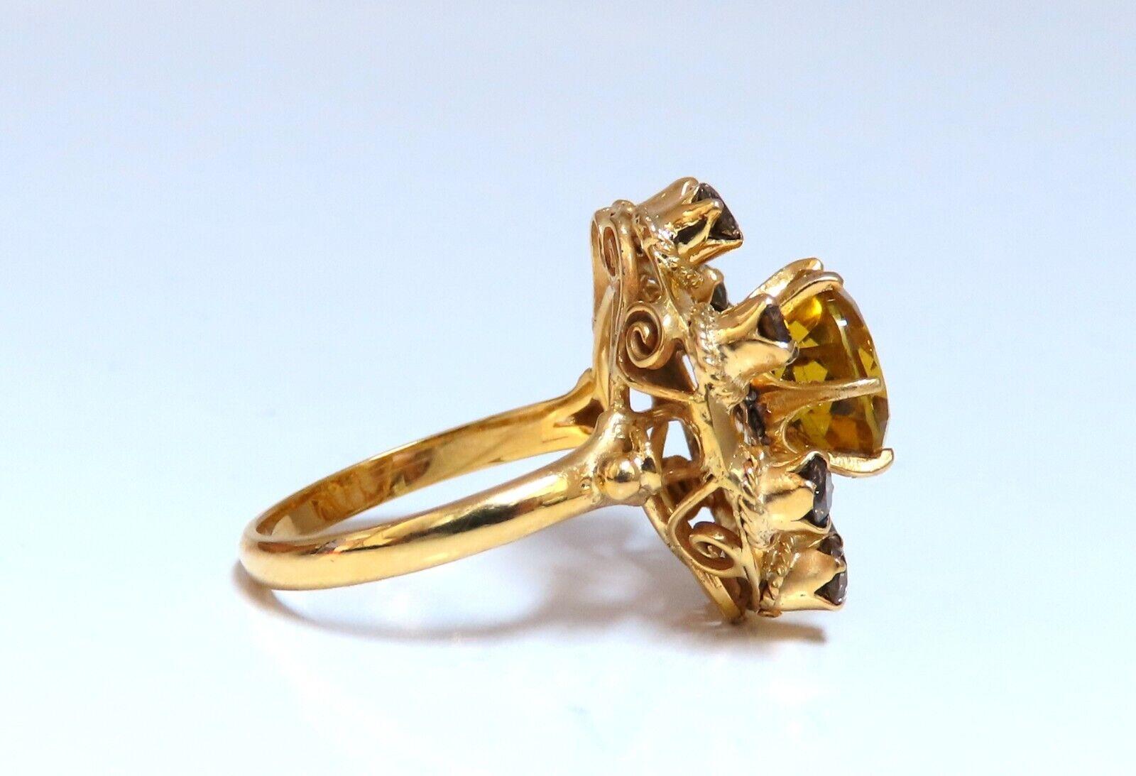 GIA Certified 2.44 Carat Natural Citrine Cluster Ring 14 Karat In New Condition For Sale In New York, NY