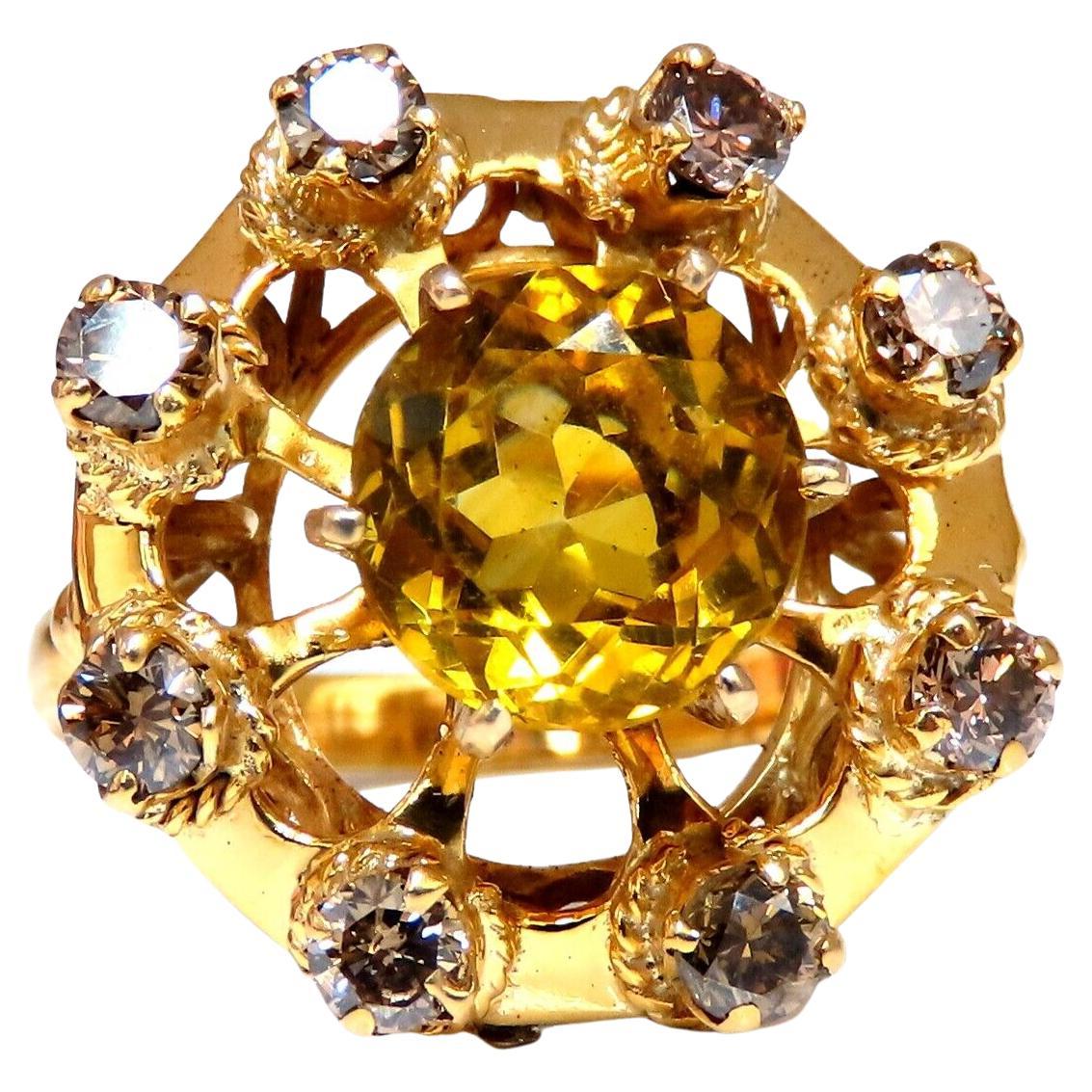 GIA Certified 2.44CT Natural citrine Cluster Ring 14 Karat en vente