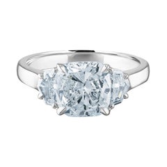 GIA Certified 2.45 Carat Cushion Cut Platinum Ring