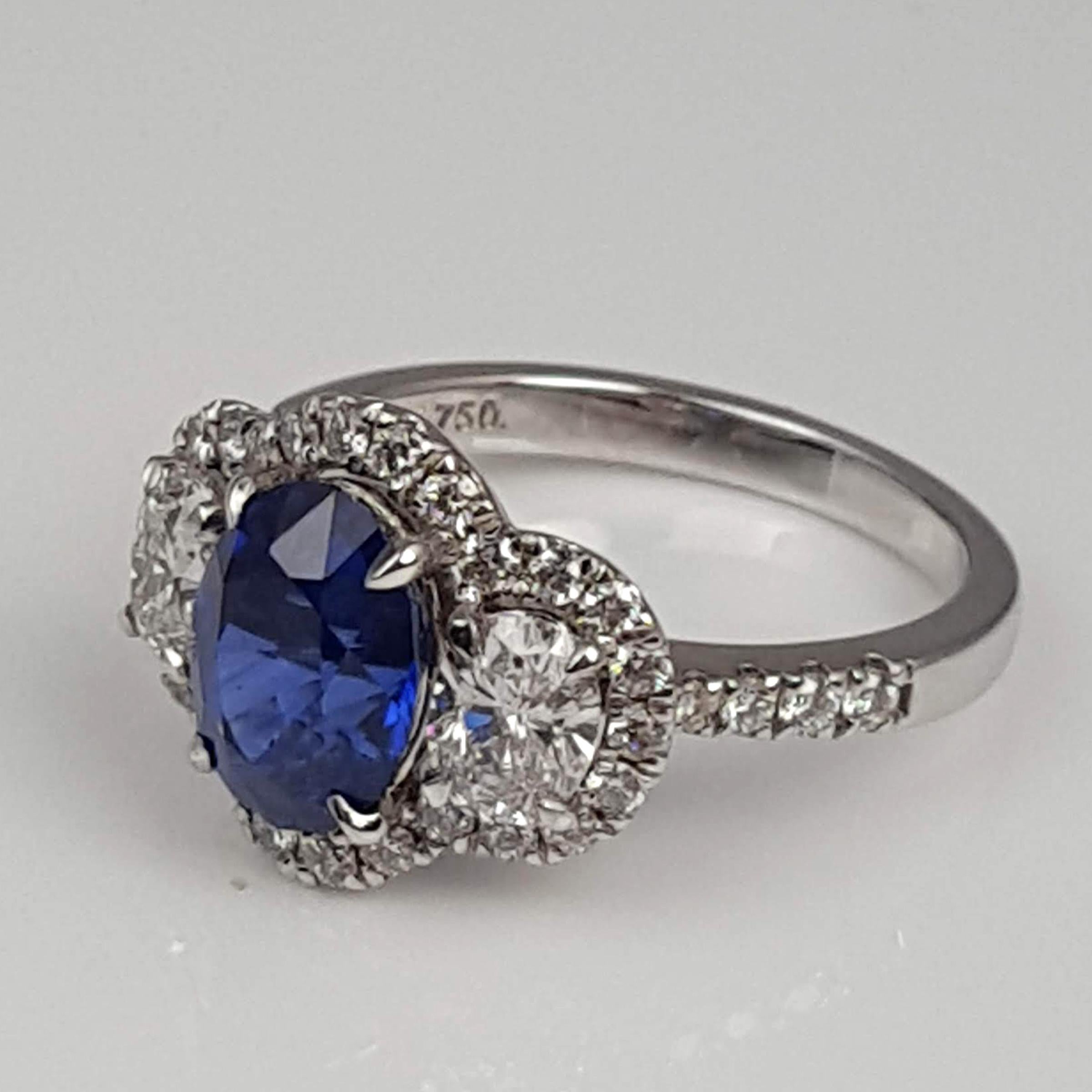 GIA Certified 2.45 Carat Oval Cut Ceylon Sapphire Ring by Diamond Town 1