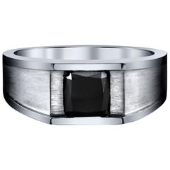 GIA Certified 2.45 Carat Radiant Fancy Black Men's Diamond Ring