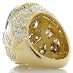 GIA Certified 24.50 Carat Oval Cabochon Blue Sapphire and Diamond Cocktail Ring
