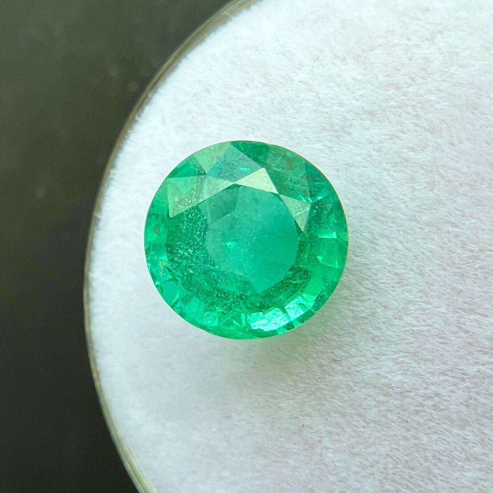 Women's or Men's GIA CERTIFIED 2.45ct Natural VIVID Green Zambian Emerald Round Cut Gem 8.5mm