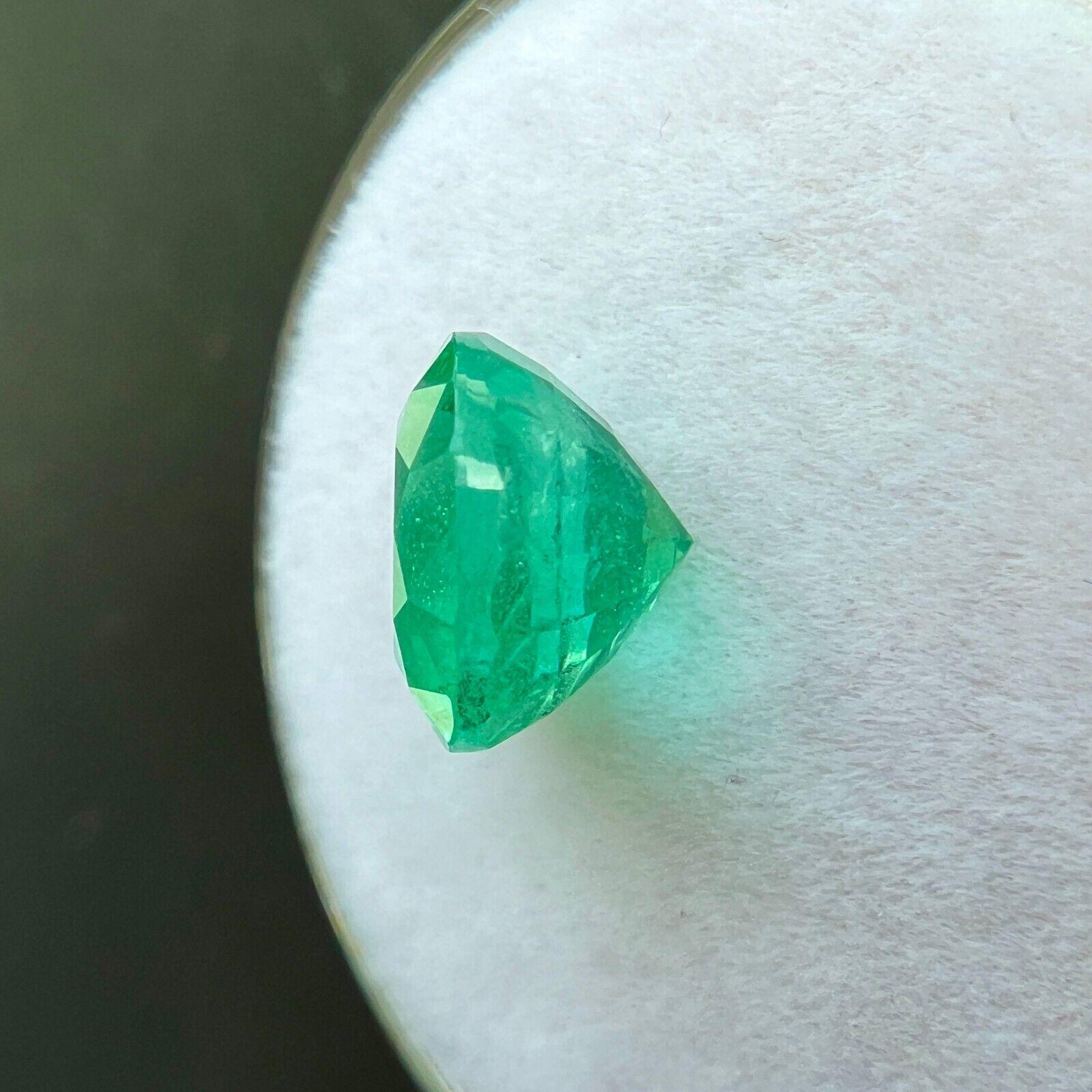 GIA CERTIFIED 2.45ct Natural VIVID Green Zambian Emerald Round Cut Gem 8.5mm 2