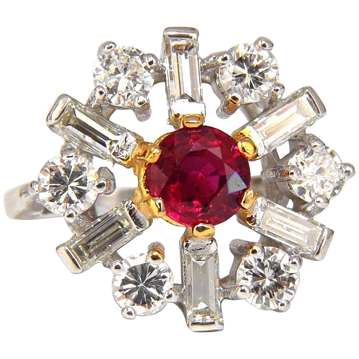 GIA Certified 2.45ct. Ruby Diamonds ring 14kt Art Deco Style Ballerina Phase* For Sale