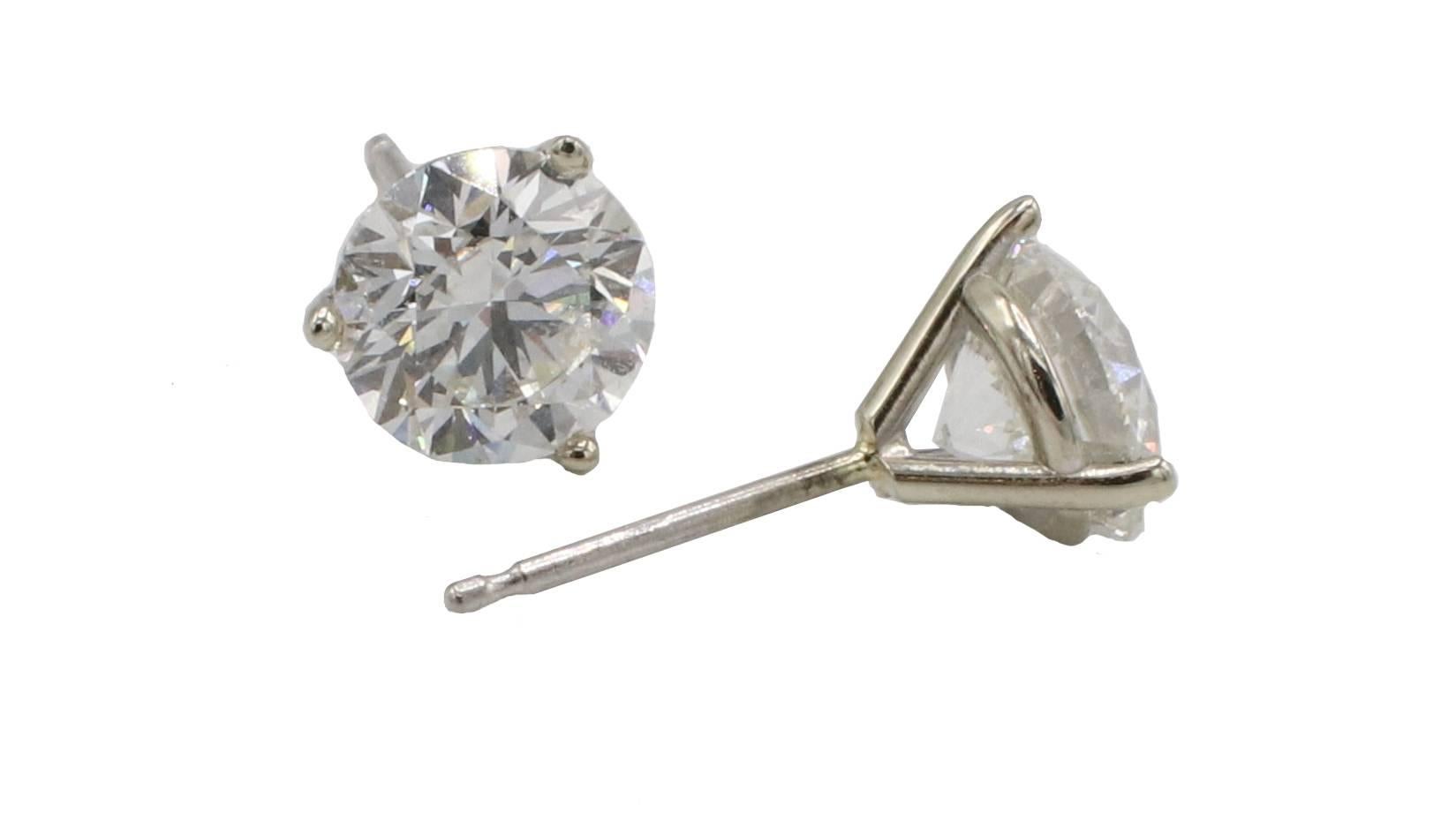 GIA Certified 2.46 Carat H SI2 Round Natural Diamond Three Prong Stud Earrings

GIA report numbers: 5202973794, 6204873616
Diamonds: 1.22 carat H SI2 and 1.24 H SI2 natural round diamonds
Metal: 14k white gold
Weight: 1.70 grams
Backs: Friction