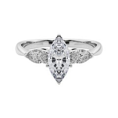 GIA Certified 2.46 Carat Marquise East-West Three-Stone Platinum Diamond Ring